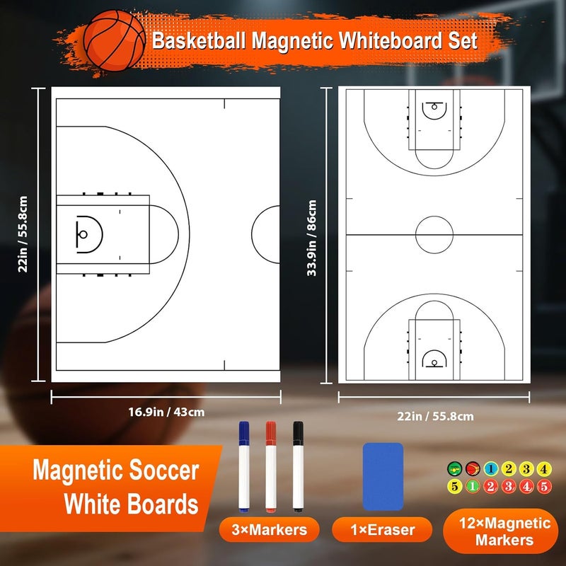 HIGHRAZON 2 Piece Large Coaches Clipboard,White Dry Erase Coaching Sheet for Whiteboard,Basketball Tactics White Board for Coaches and Teachers Gift, Teaching Aid Tools for Classrooms - Image 2